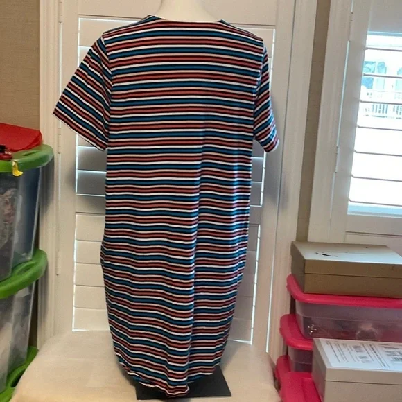 Terra & Sky Striped Mini Dress - Red, Blue, Black, White - Picture 4 of 8